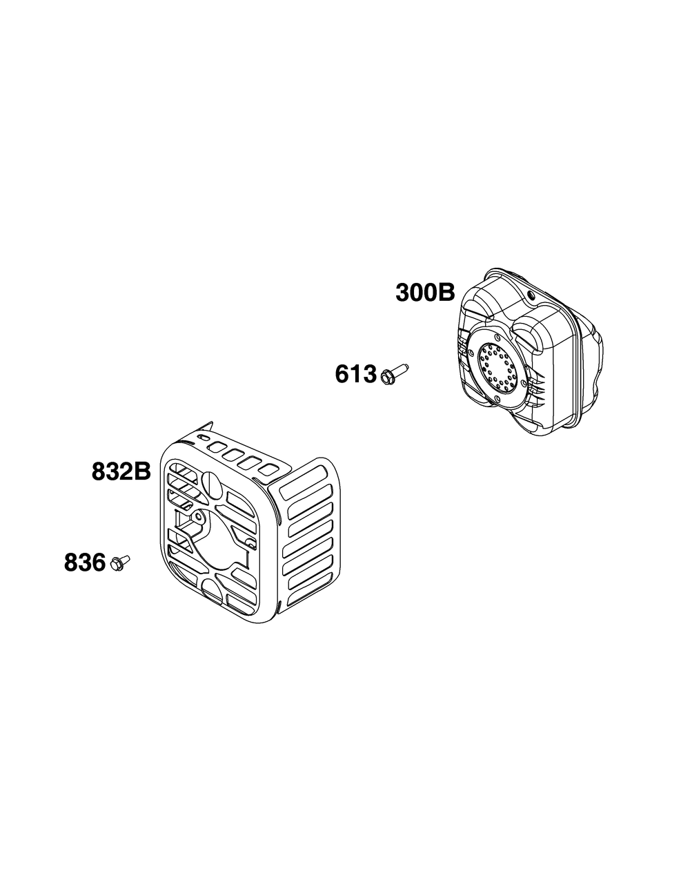 Exhaust Group Diagram and Parts List for 09P702-0297-F1 020000 - 09Z999 Briggs and Stratton Engine